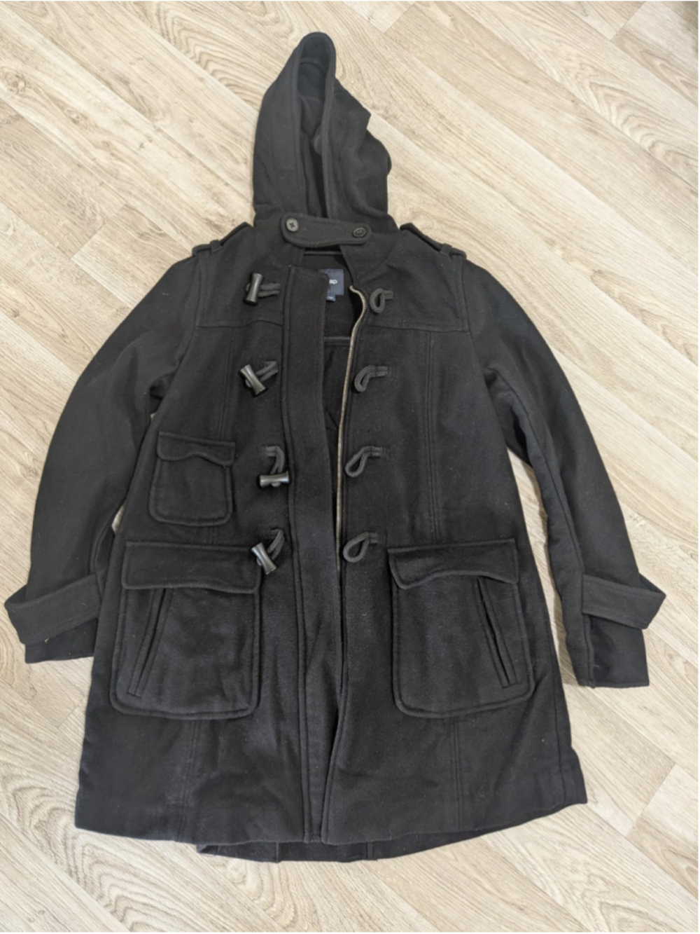 GAP Wool Toggle Coat Womens Size Small Black Minimalist Winter Warm Full Zip